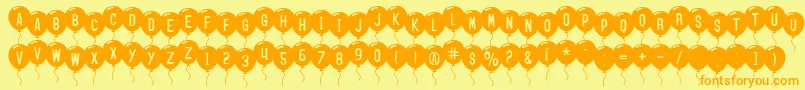 SfBalloons-Schriftart – Orangefarbene Schriften auf gelbem Hintergrund