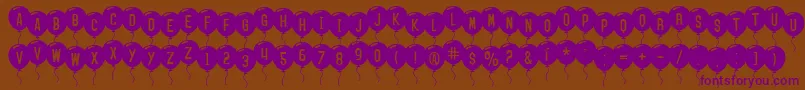 SfBalloons-Schriftart – Violette Schriften auf braunem Hintergrund