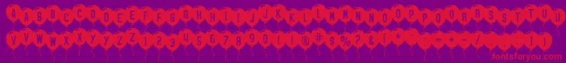 SfBalloons-Schriftart – Rote Schriften auf violettem Hintergrund