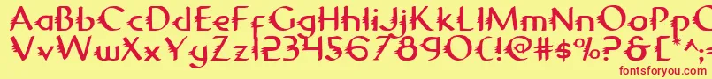 Gypsy Font – Red Fonts on Yellow Background