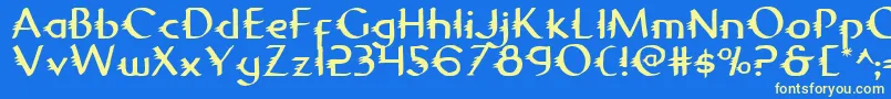 フォントGypsy – 黄色の文字、青い背景