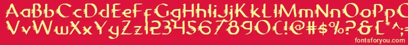 Gypsy Font – Yellow Fonts on Red Background