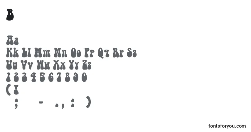Bellbottom-fontti – aakkoset, numerot, erikoismerkit