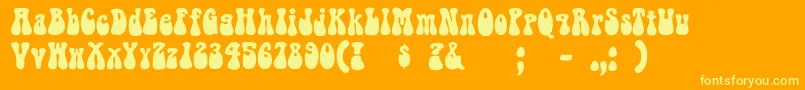 Bellbottom-Schriftart – Gelbe Schriften auf orangefarbenem Hintergrund