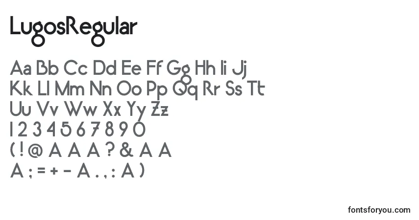 Czcionka LugosRegular – alfabet, cyfry, specjalne znaki