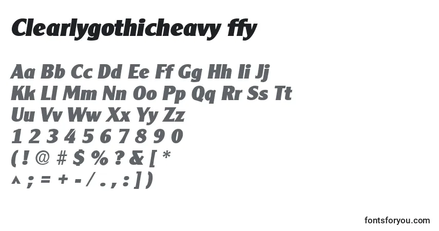Clearlygothicheavy ffy-fontti – aakkoset, numerot, erikoismerkit