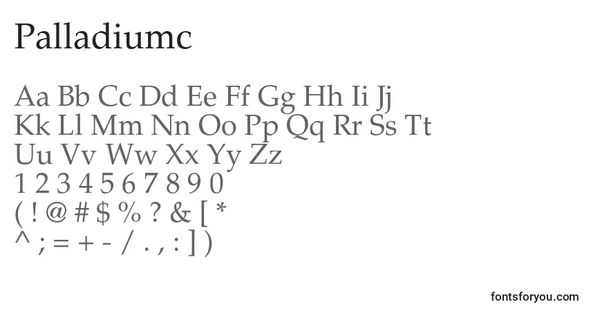 Palladiumc-fontti – aakkoset, numerot, erikoismerkit