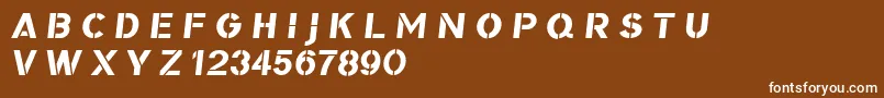 BomberTvDf-Schriftart – Weiße Schriften auf braunem Hintergrund