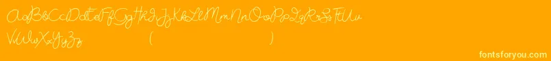 MissBeautifulBold-Schriftart – Gelbe Schriften auf orangefarbenem Hintergrund