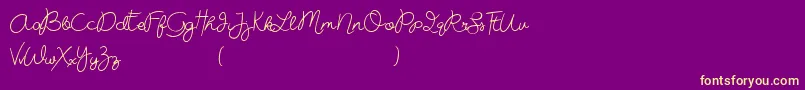 MissBeautifulBold-Schriftart – Gelbe Schriften auf violettem Hintergrund