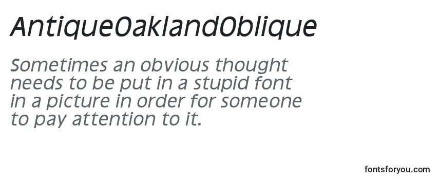 Review of the AntiqueOaklandOblique Font