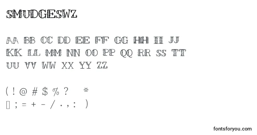 A fonte SmudgesWz – alfabeto, números, caracteres especiais