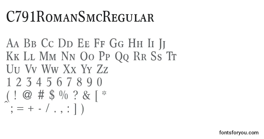 A fonte C791RomanSmcRegular – alfabeto, números, caracteres especiais