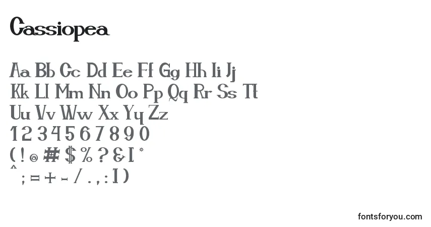 Cassiopea-fontti – aakkoset, numerot, erikoismerkit