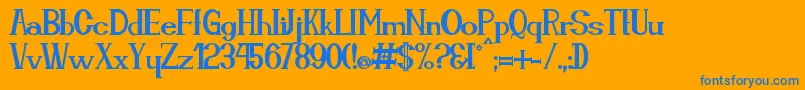 Cassiopea Font – Blue Fonts on Orange Background