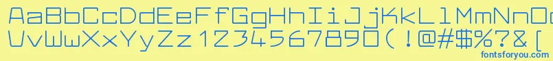 フォントLarabiefontexRegular – 青い文字が黄色の背景にあります。