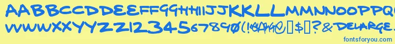 DelargeMarkerPen Font – Blue Fonts on Yellow Background