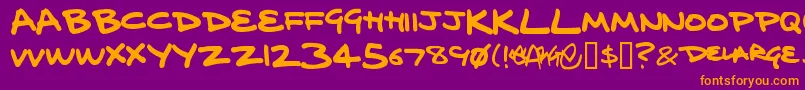 DelargeMarkerPen-Schriftart – Orangefarbene Schriften auf violettem Hintergrund