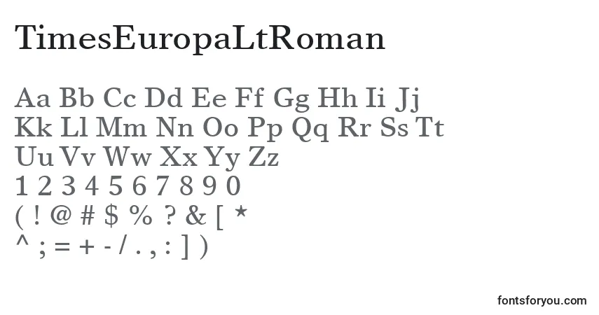 Шрифт TimesEuropaLtRoman – алфавит, цифры, специальные символы