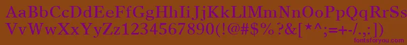 TimesEuropaLtRoman-Schriftart – Violette Schriften auf braunem Hintergrund