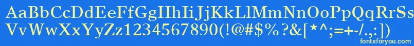 TimesEuropaLtRoman-Schriftart – Gelbe Schriften auf blauem Hintergrund