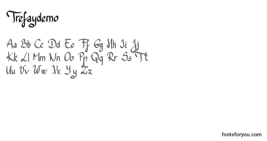 A fonte Trefaydemo – alfabeto, números, caracteres especiais