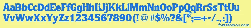 フォントQuotablackRegularDb – 青い文字が黄色の背景にあります。
