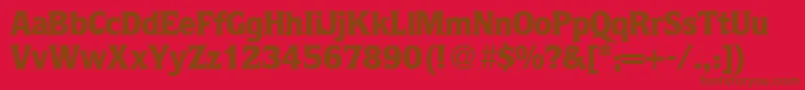 Fonte QuotablackRegularDb – fontes marrons em um fundo vermelho