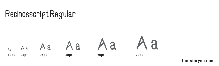 Размеры шрифта RecinosscriptRegular