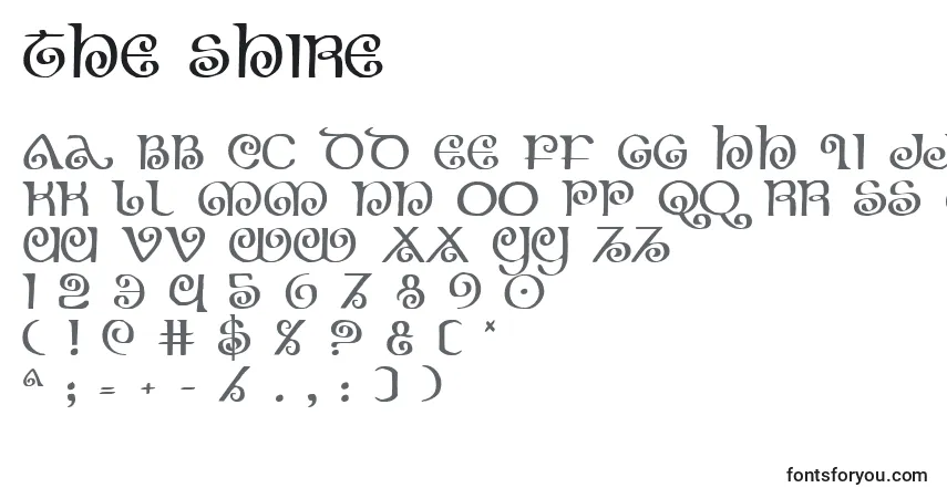 A fonte The Shire – alfabeto, números, caracteres especiais