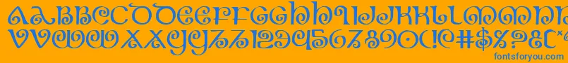 フォントThe Shire – オレンジの背景に青い文字