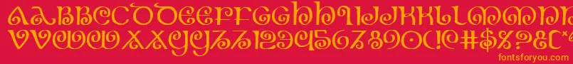 フォントThe Shire – 赤い背景にオレンジの文字