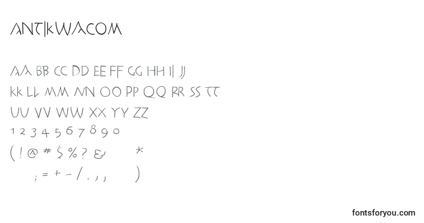 Czcionka Antikwacom – alfabet, cyfry, specjalne znaki