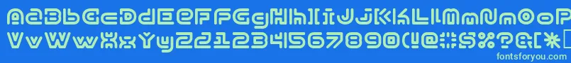 Y2kSubterranExpressKg Font – Green Fonts on Blue Background