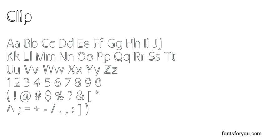 Schriftart Clip – Alphabet, Zahlen, spezielle Symbole