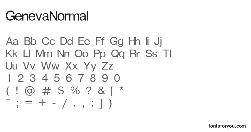 Fuente GenevaNormal - alfabeto, números, caracteres especiales