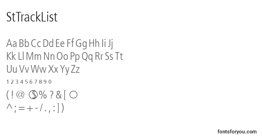 StTrackList Font – alphabet, numbers, special characters