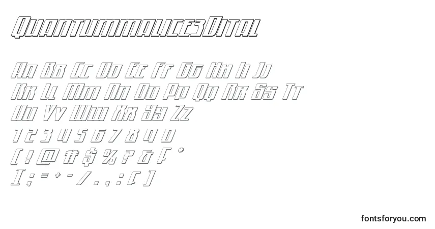 Quantummalice3Ditalフォント–アルファベット、数字、特殊文字