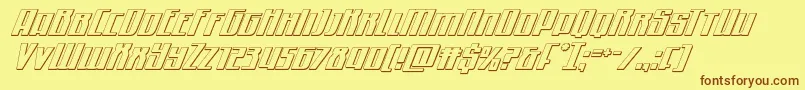 Quantummalice3Dital-Schriftart – Braune Schriften auf gelbem Hintergrund
