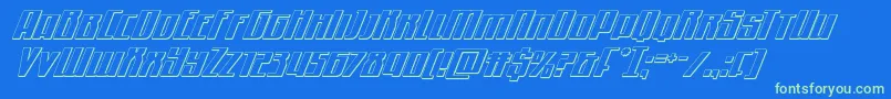 Quantummalice3Dital-Schriftart – Grüne Schriften auf blauem Hintergrund