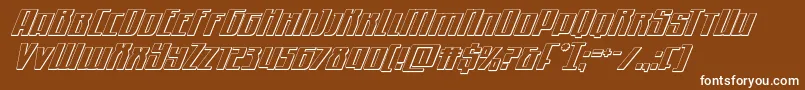 Quantummalice3Dital-fontti – valkoiset fontit ruskealla taustalla