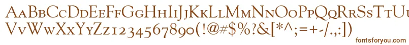 GoudyOldStyleSmallCapsOldStyleFigures-fontti – ruskeat fontit valkoisella taustalla