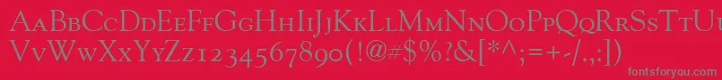 フォントGoudyOldStyleSmallCapsOldStyleFigures – 赤い背景に灰色の文字