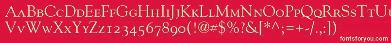 フォントGoudyOldStyleSmallCapsOldStyleFigures – 赤い背景に緑の文字