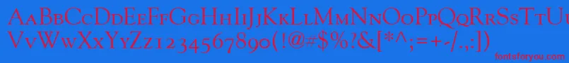 GoudyOldStyleSmallCapsOldStyleFigures Font – Red Fonts on Blue Background