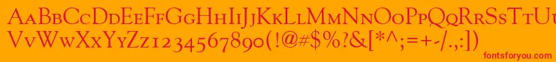 フォントGoudyOldStyleSmallCapsOldStyleFigures – オレンジの背景に赤い文字