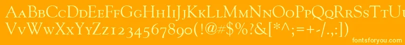GoudyOldStyleSmallCapsOldStyleFigures Font – Yellow Fonts on Orange Background