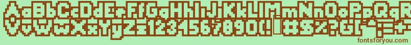 Fonte Yetbumbleroutlin – fontes marrons em um fundo verde