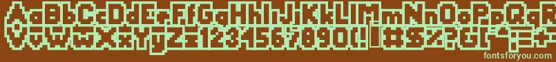 Fonte Yetbumbleroutlin – fontes verdes em um fundo marrom