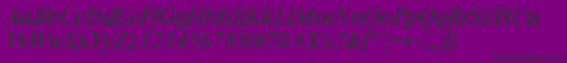 RiccioneantiqueItalic-Schriftart – Schwarze Schriften auf violettem Hintergrund